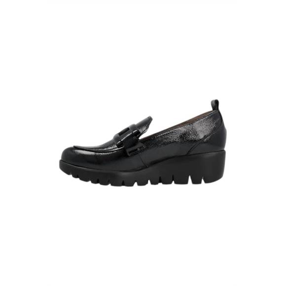 NEW WONDERS women's fly rings moccasins shoes in black patent - Picture 3 of 4
